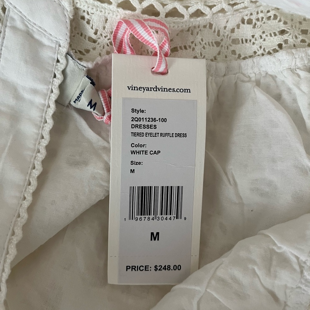{Vineyard Vines} Tiered Eyelet Ruffle Dress in White - Womens Medium - NWT - Picture 10 of 10